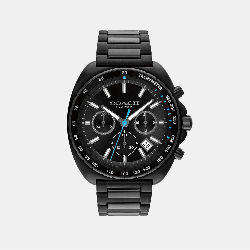Men’s Coach Charter Ionic Plated Black Stainless Steel Chronograph Watch 44.5mm